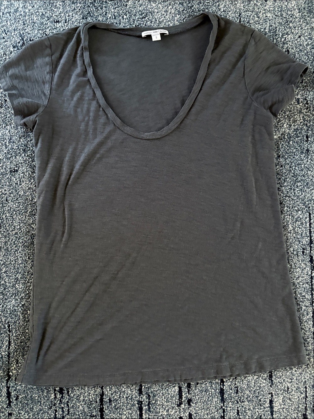 James Perse Grey Scoop Neck Short Sleeve Tee